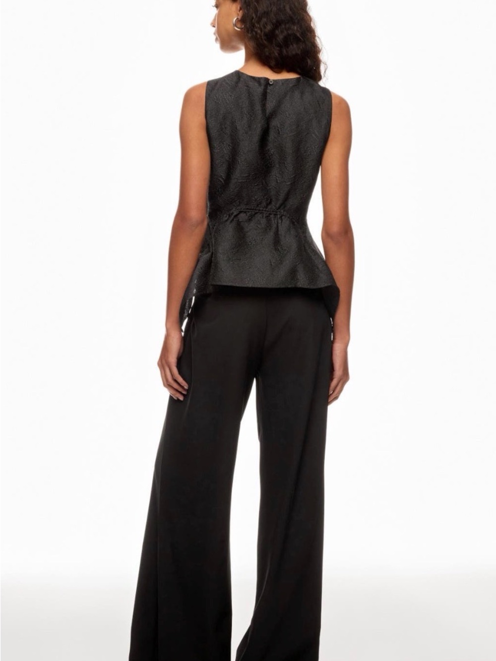 Sea New York Elegi Black Textured Sleeveless Peplum Tank - Picture 2 of 9